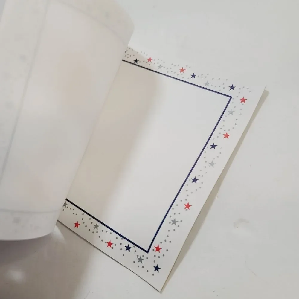 Vintage 90s American Red White Blue Stars Stationary Notepad